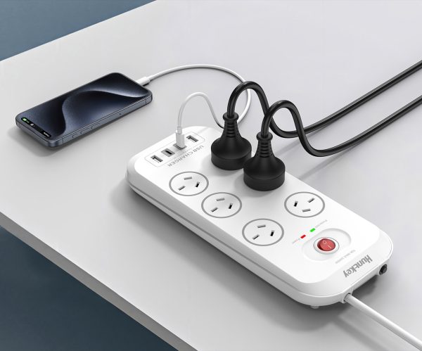 Huntkey SAC607C 6 Outlets Surge Protector Powerboard with 2x USB-A & 2x USB-C - Image 2