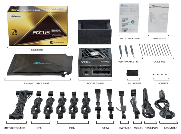 Seasonic FOCUS GX-850 ATX 3.0 850W Gold PSU (SSR-850FX3) - Image 8