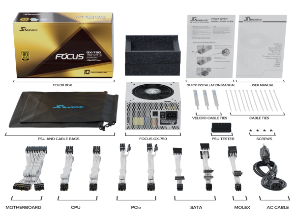 Seasonic FOCUS GX-750 White 750W ATX 3.0 Gold Modular PSU - Image 9