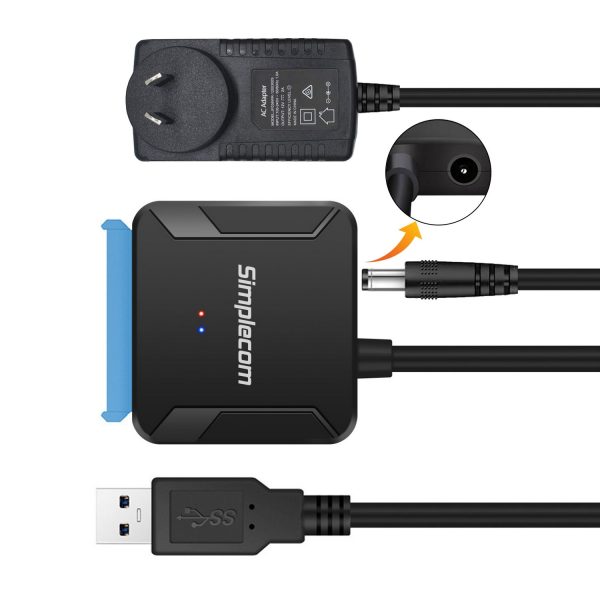 Simplecom SA236 USB 3.0 to SATA Adapter Cable Converter with Power Supply for 2.5" & 3.5" HDD SSD - Image 2