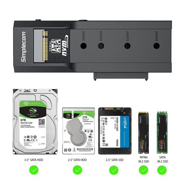 Simplecom SA536 USB to M.2 and SATA 2-IN-1 Adapter for 2.5"/3.5" HDD & NVMe/SATA M.2 SSD with Power Supply USB 3.2 Gen2 10Gbps - Image 5