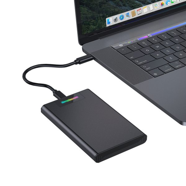 Simplecom SE239 Tool-free 2.5" SATA HDD SSD to USB-C Enclosure with RGB Lights USB 3.2 Gen 2 - Image 5