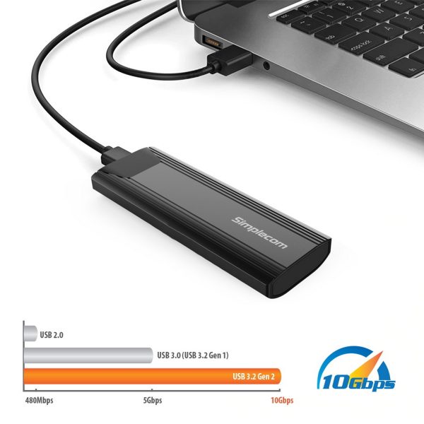 Simplecom SE504v2 NVMe / SATA Dual Protocol M.2 SSD USB-C Enclosure Tool-Free USB 3.2 Gen 2 10Gbps - Image 6