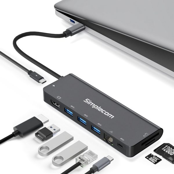 Simplecom CHT590 USB-C SuperSpeed 9-in-1 Multiport Docking Station HDMI 2.0 - Image 3