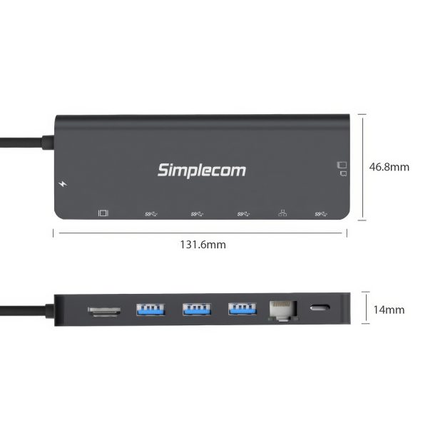 Simplecom CHT590 USB-C SuperSpeed 9-in-1 Multiport Docking Station HDMI 2.0 - Image 4