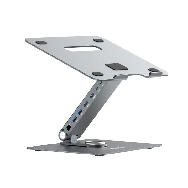 Simplecom CHT660 Adjustable Aluminium Laptop Stand with 6-Port USB-C Docking Station Dual 4K HDMI Display - Image 2