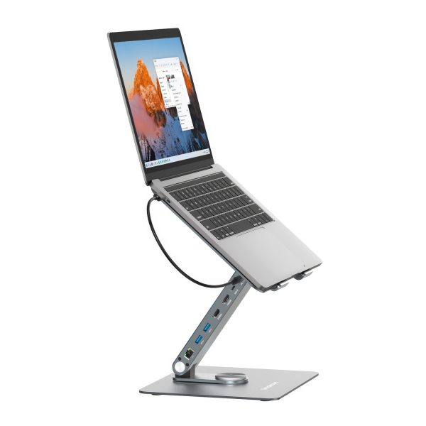 Simplecom CHT660 Adjustable Aluminium Laptop Stand with 6-Port USB-C Docking Station Dual 4K HDMI Display - Image 3