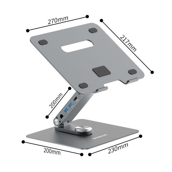 Simplecom CHT660 Adjustable Aluminium Laptop Stand with 6-Port USB-C Docking Station Dual 4K HDMI Display - Image 4
