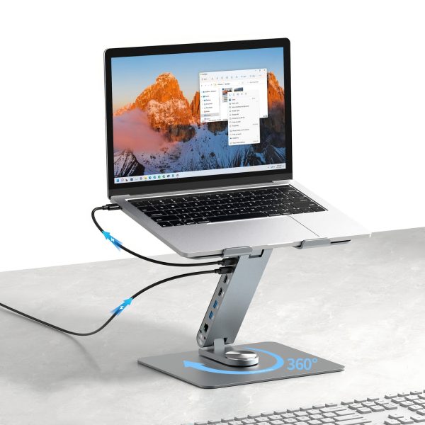 Simplecom CHT660 Adjustable Aluminium Laptop Stand with 6-Port USB-C Docking Station Dual 4K HDMI Display - Image 7