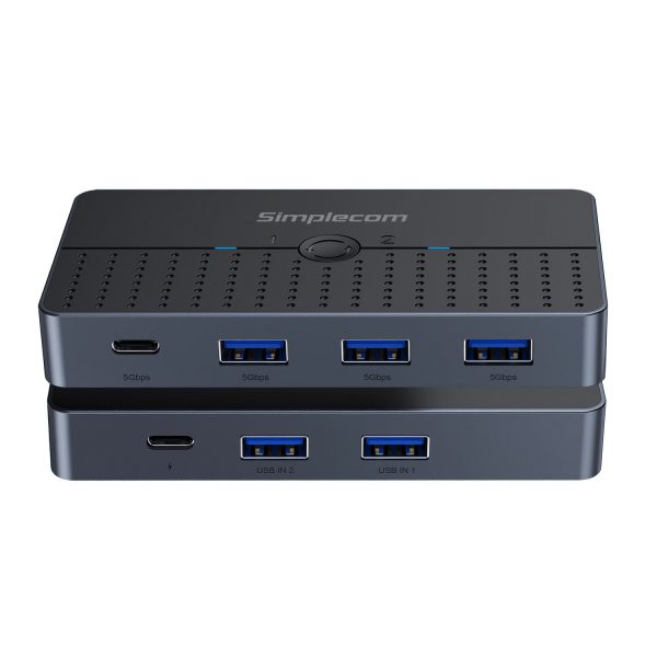 Simplecom KM320 2-Way SuperSpeed USB Switch 4-Port Hub with USB-C USB 3.0 5Gbps - Image 2