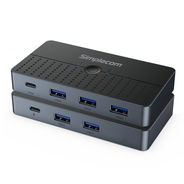 Simplecom KM320 2-Way SuperSpeed USB Switch 4-Port Hub with USB-C USB 3.0 5Gbps - Image 3