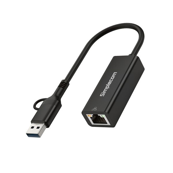 Simplecom NU315C SuperSpeed USB-C and USB-A to Gigabit Ethernet Adapter - Image 2