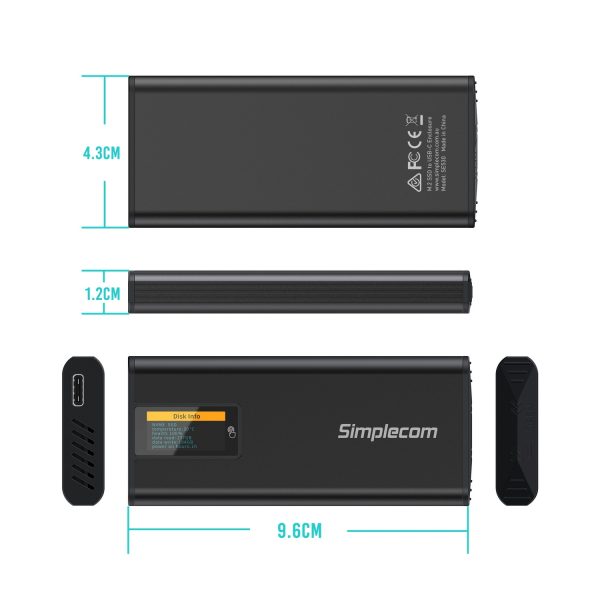 Simplecom SE530 NVMe / SATA M.2 SSD to USB-C Enclosure with SMART LED Screen USB 3.2 Gen 2 10Gbps - Image 5