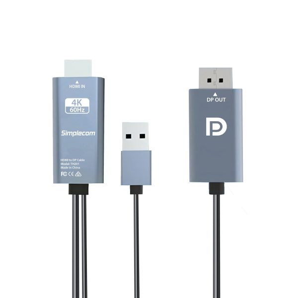 Simplecom TH201 HDMI to DisplayPort Active Converter Cable 4K@60hz USB Powered 2M - Image 2
