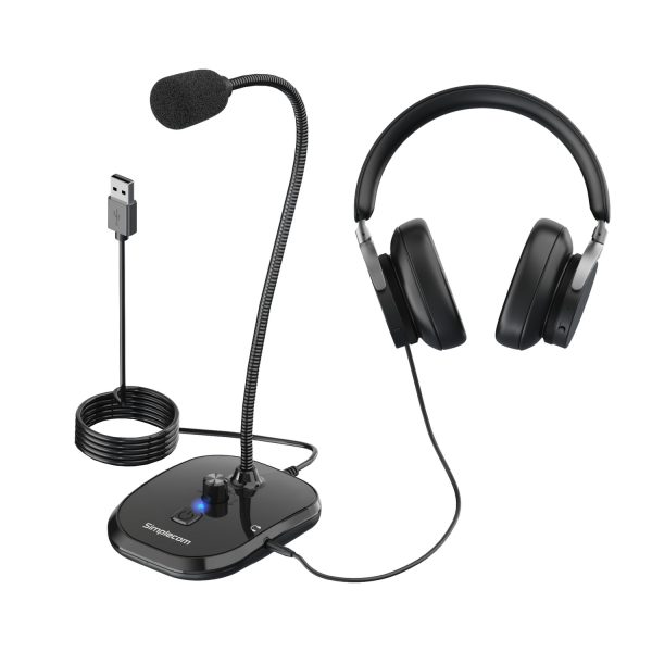 Simplecom UM360 Plug and Play USB Desktop Microphone with Headphone Jack - Image 3