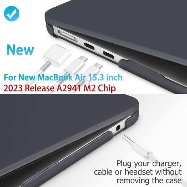 15 inch Air 2023 MacBook Air Matte Case  A2941 M2 Chip Hard Shell Case Keyboard Cover Black - Image 2