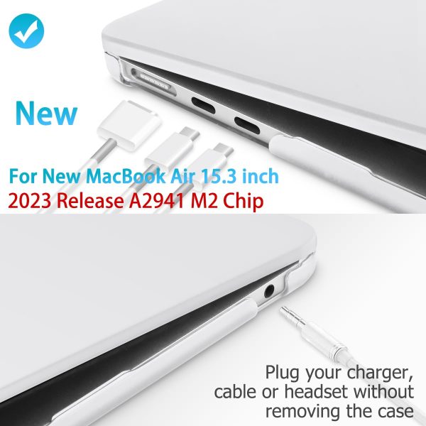 15 inch Air 2023 MacBook Air Matte Case  A2941 M2 Chip Hard Shell Case Keyboard Cover White - Image 2