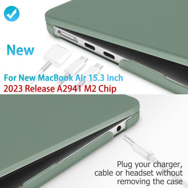 15 inch Air 2023 MacBook Air Matte Case  A2941 M2 Chip Hard Shell Case Keyboard Cover Midnight Green - Image 2