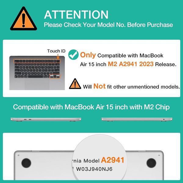 15 inch Air 2023 MacBook Air Matte Case  A2941 M2 Chip Hard Shell Case Keyboard Cover Green - Image 2