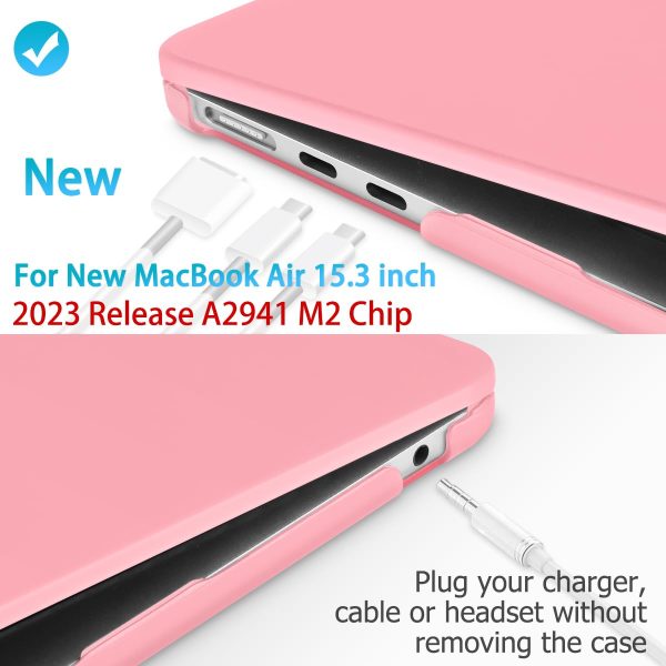 15 inch Air 2023 MacBook Air Matte Case  A2941 M2 Chip Hard Shell Case Keyboard Cover Pink - Image 2