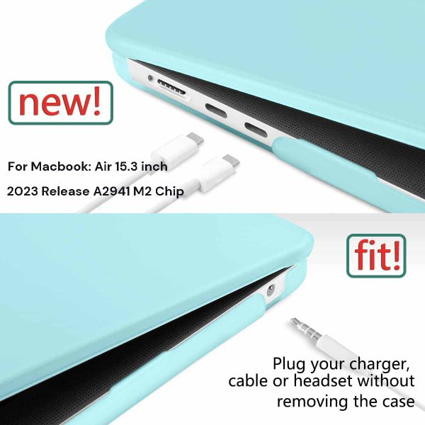 15 inch Air 2023 MacBook Air Matte Case  A2941 M2 Chip Hard Shell Case Keyboard Cover Sky Blue - Image 3