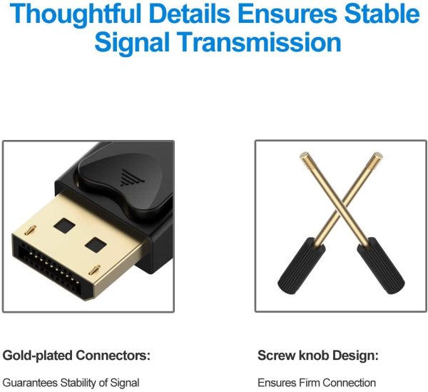 6ft 1.8M Display Port DP To Dual Link DVI-D 24+1 Pin Male Gold Connection Cable - Image 4