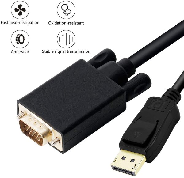 1.8M Display Port DP Male To VGA/M Cable Converter Connector Adaptor - Image 4