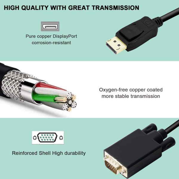 1.8M Display Port DP Male To VGA/M Cable Converter Connector Adaptor - Image 6