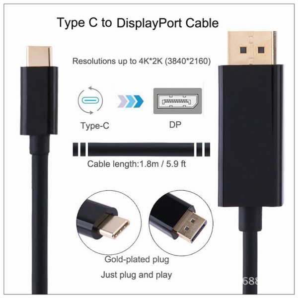 1.8M Type C USB-C Thunderbolt 3 to Display port DP Cable Male to Male Converter - Image 5