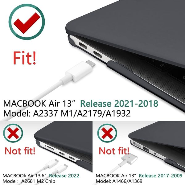 MacBook Air 13 Inch Case 2020 2019 2018, A1932, A2179,A2337 Shell Case Keyboard Cover Black - Image 5