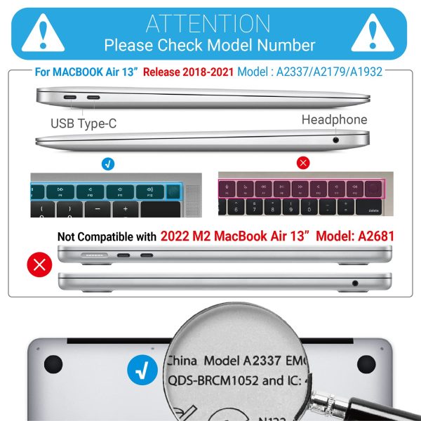 Suitable for  MacBook Air 13 Inch Case 2022 2021 2020 2019 2018, A1932, A2179, A2337 Shell Case Keyboard Cover - Image 4