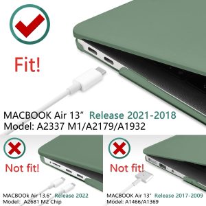 Suitable for  MacBook Air 13 Inch Case 2022 2021 2020 2019 2018, A1932, A2179, A2337 Shell Case Keyboard Cover Dark Green - Image 3