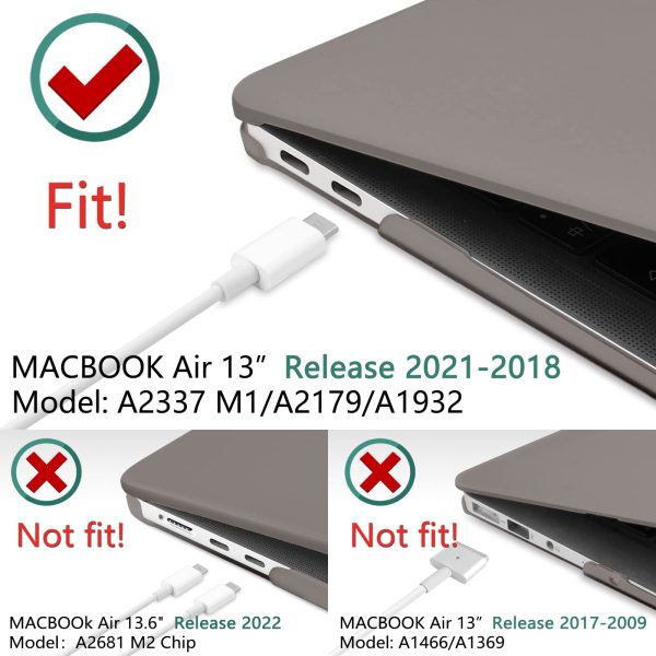 Suitable for  MacBook Air 13 Inch Case 2022 2021 2020 2019 2018, A1932, A2179, A2337 Shell Case Keyboard Cover Grey - Image 4