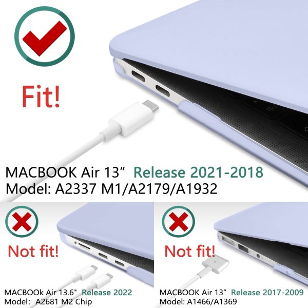 Suitable for  MacBook Air 13 Inch Case 2022 2021 2020 2019 2018, A1932, A2179, A2337 Shell Case Keyboard Cover lavender Grey - Image 3
