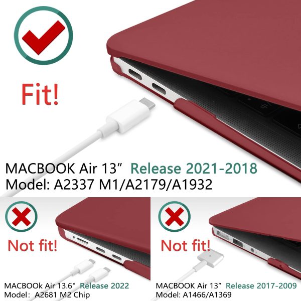 MacBook Air 13 Inch Case 2020 2019 2018, A1932, A2179,A2337 Shell Case Keyboard Cover Wine Red - Image 3