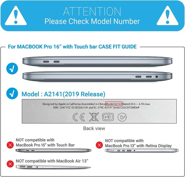 MacBook Pro 16 inch 2020 Release A2141 Matte Shell Case Keyboard Cover Touch Bar Clear - Image 5