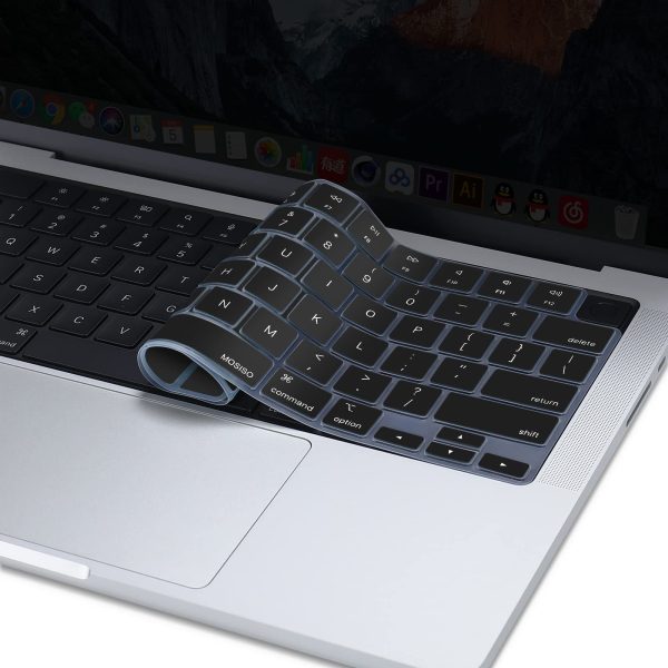 Keyboard Cover Skin For MacBook Pro 13 Pro 16 A2338 A2289 A2251 A2141 M1 M2 2020 to 2023 Black - Image 3