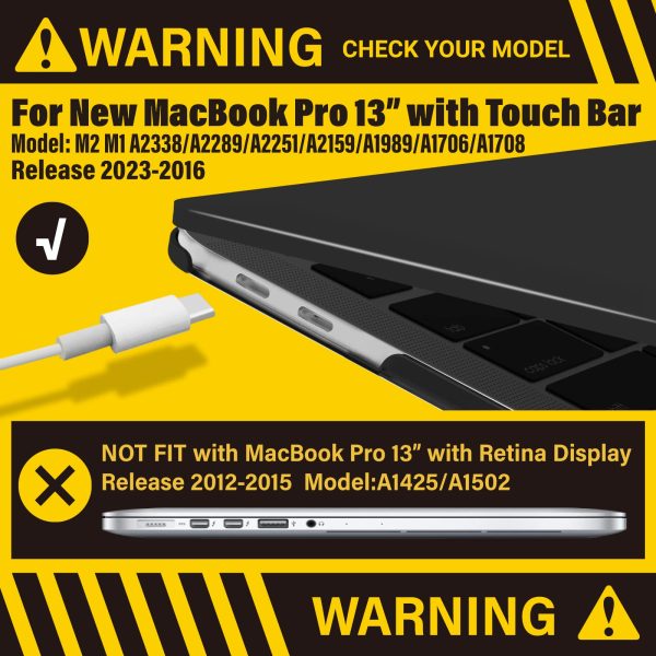 MacBook Pro 13 Inch Case 2016-2023 M1 M2 A2338 A2289 A2251 A2159 Hard Shell Case Keyboard Cover Black - Image 2