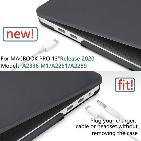 MacBook Pro 13 Inch Case 2016-2023 M1 M2 A2338 A2289 A2251 A2159 Hard Shell Case Keyboard Cover Black - Image 5