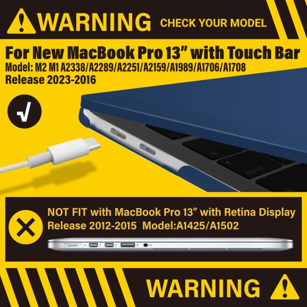 Navy Blue MacBook Pro 13 Inch Case 2016-2023 M1 M2 A2338 A2289 A2251 A2159 Hard Shell Case Keyboard Cover - Image 2