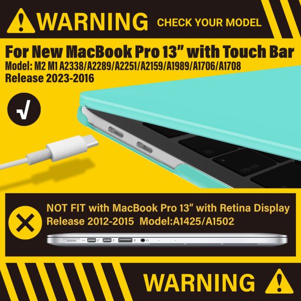 Turquoise MacBook Pro 13 Inch Case 2016-2023 M1 M2 A2338 A2289 A2251 A2159 Hard Shell Case Keyboard Cover - Image 2