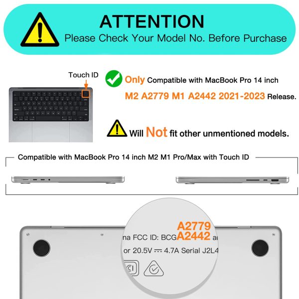 Suitable for MacBook Pro 14 Max Inch Case 2023 2022 2021 M2 A2779 M1 A2442 Hardshell Case Keyboard Cover Blue - Image 3