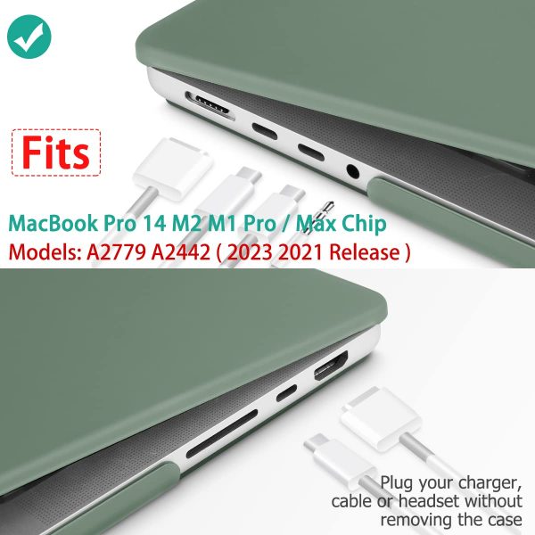 Suitable for  MacBook Pro 14 Max Inch Case 2023 2022 2021 M2 A2779 M1 A2442 Hardshell Case Keyboard Cover Midnight Green - Image 2