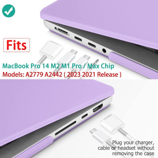 Suitable for  MacBook Pro 14 Max Inch Case 2023 2022 2021 M2 A2779 M1 A2442 Hardshell Case Keyboard Cover Purple - Image 3