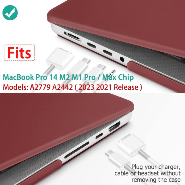 Suitable for  MacBook Pro 14 Max Inch Case 2023 2022 2021 M2 A2779 M1 A2442 Hardshell Case Keyboard Cover Wine Red - Image 3