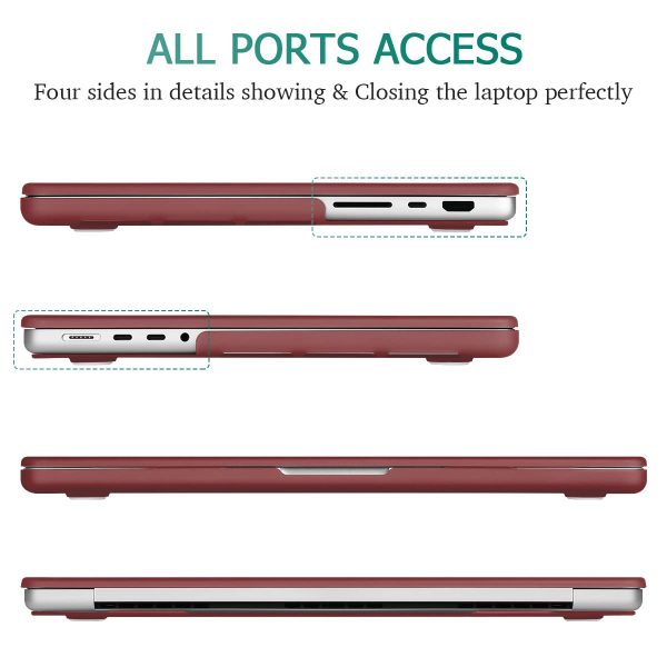 Suitable for  MacBook Pro 14 Max Inch Case 2023 2022 2021 M2 A2779 M1 A2442 Hardshell Case Keyboard Cover Wine Red - Image 4