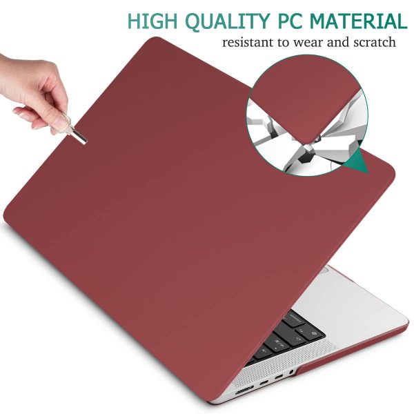 Suitable for  MacBook Pro 14 Max Inch Case 2023 2022 2021 M2 A2779 M1 A2442 Hardshell Case Keyboard Cover Wine Red - Image 5
