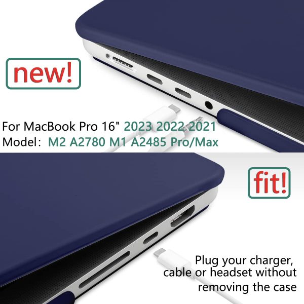 Suitable for  MacBook Pro 16 inch Case 2023 2022 2021 M2 A2780 A2485 M1 Pro/Max Hard Shell Case Keyboard Cover Blue - Image 4