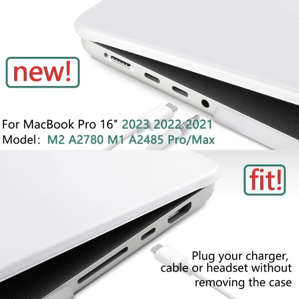 Suitable for  MacBook Pro 16 inch Case 2023 2022 2021 M2 A2780 A2485 M1 Pro/Max Hard Shell Case Keyboard Cover White - Image 3