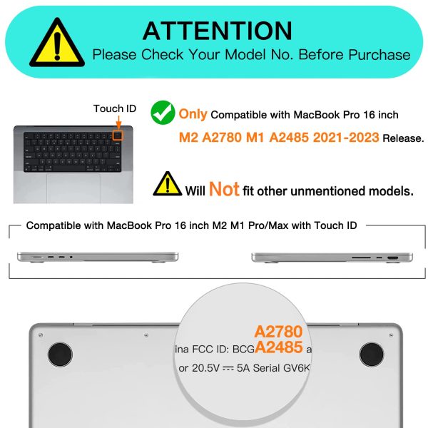 Suitable for  MacBook Pro 16 inch Case 2023 2022 2021 M2 A2780 A2485 M1 Pro/Max Hard Shell Case Keyboard Cover Green - Image 2